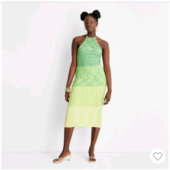 OMBRE TIE NECK KNIT DRESS SIZE M/L - Picture 3 of 4